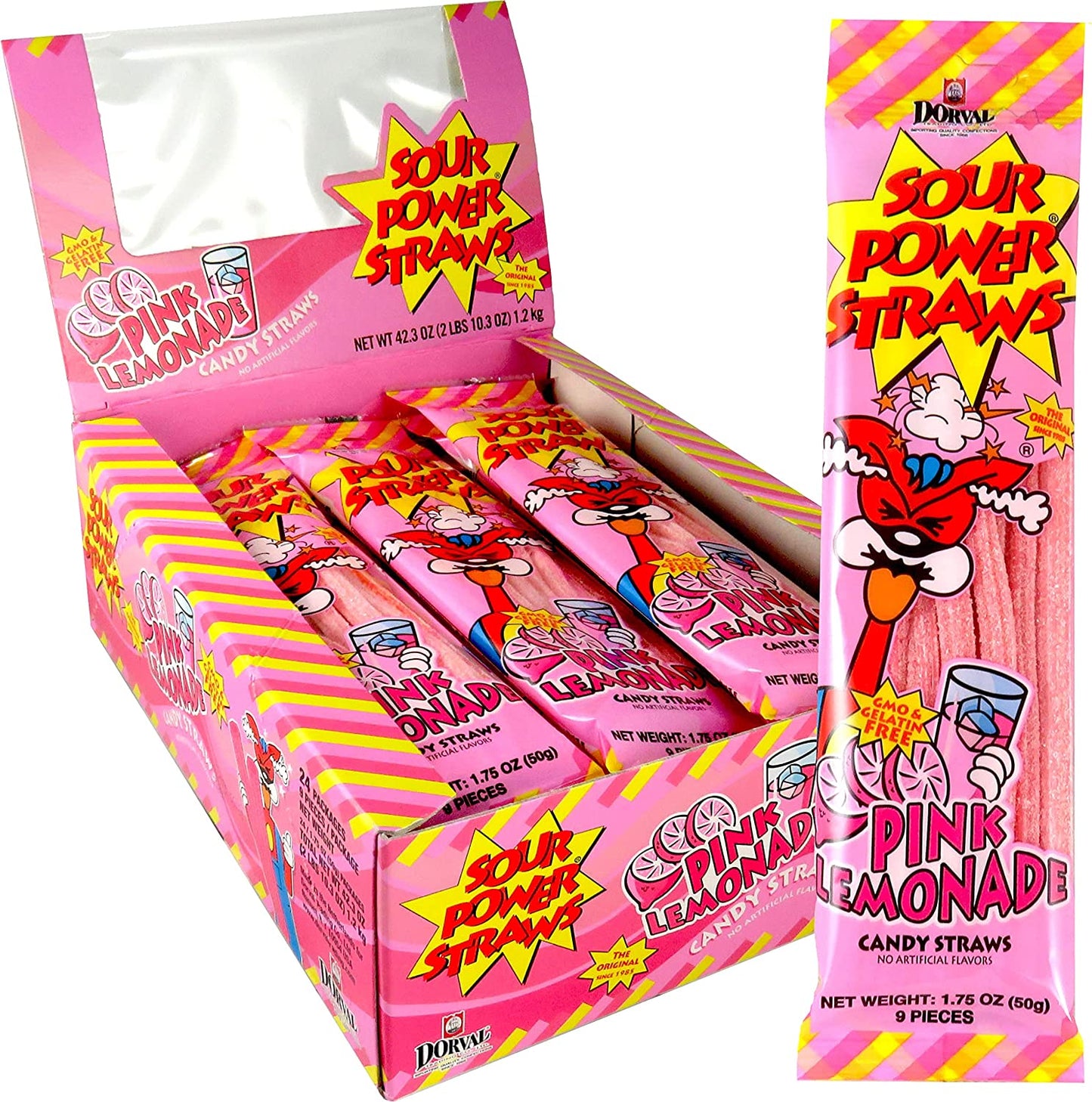 Sour Power Pink Lemonade Straws 50 g