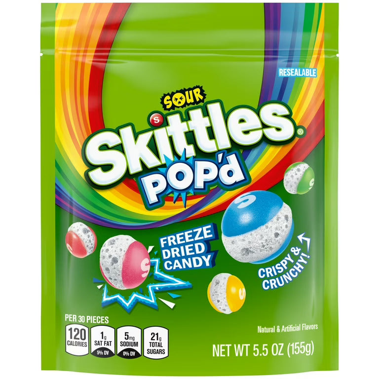 Skittles Pop'd Sour Freeze Dried Candy 155 g