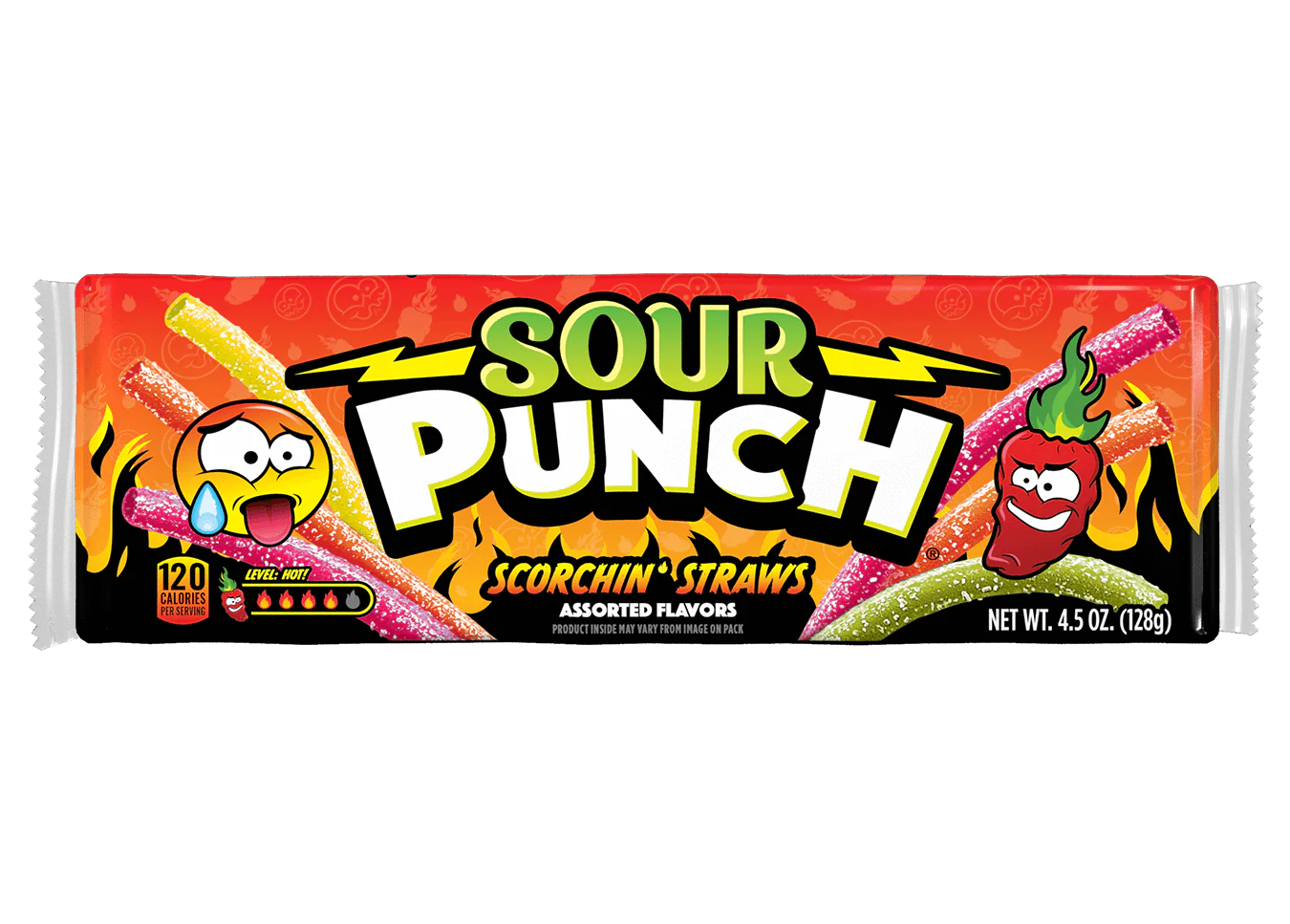 Sour Punch Scorchin' Straws 128 g