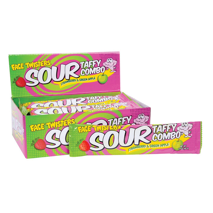 Face Twisters Sour Taffy Strawberry & Green Apple Combo Bar 40 g