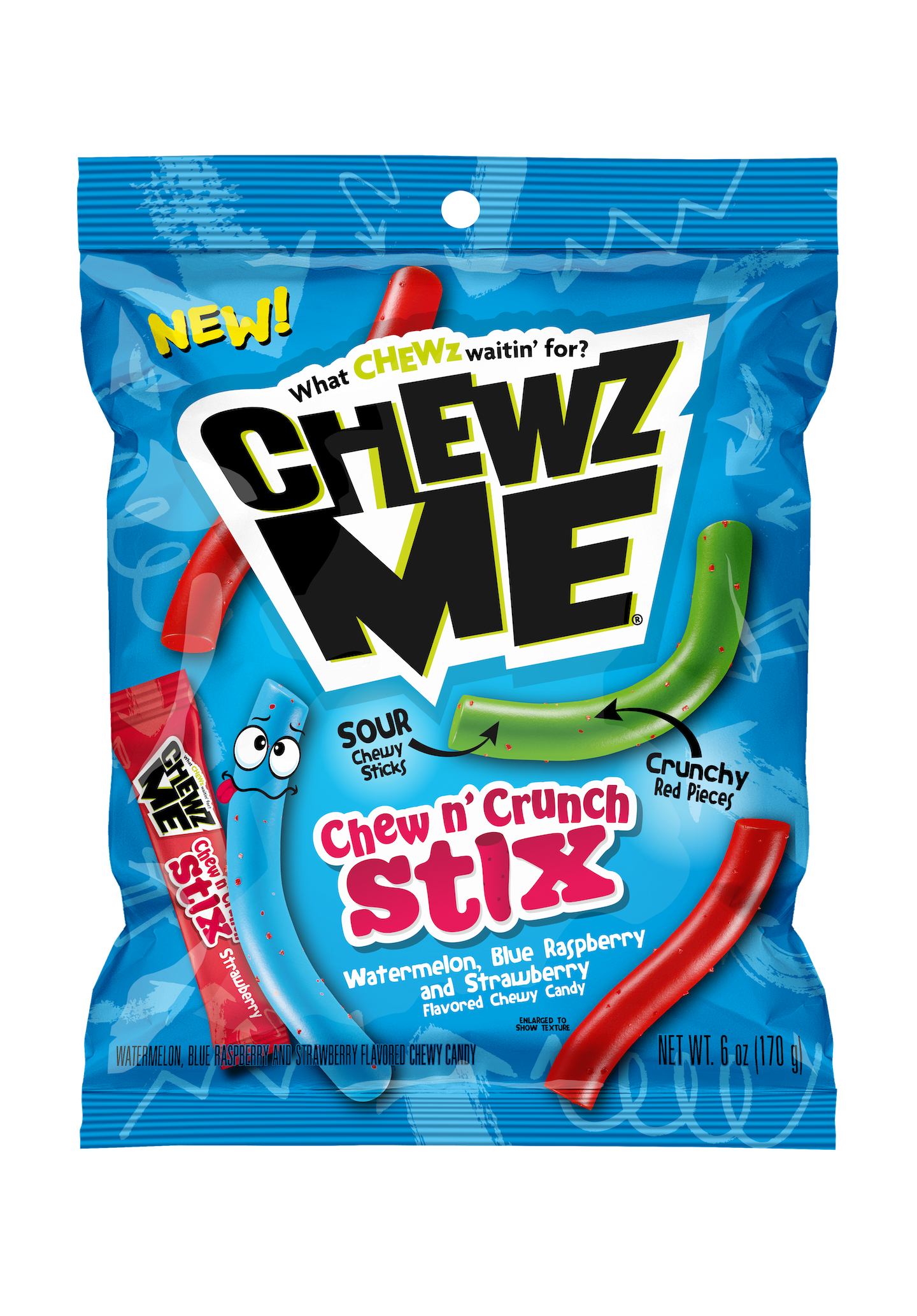 Chewz Me Chew N' Crunch Stix 170 g