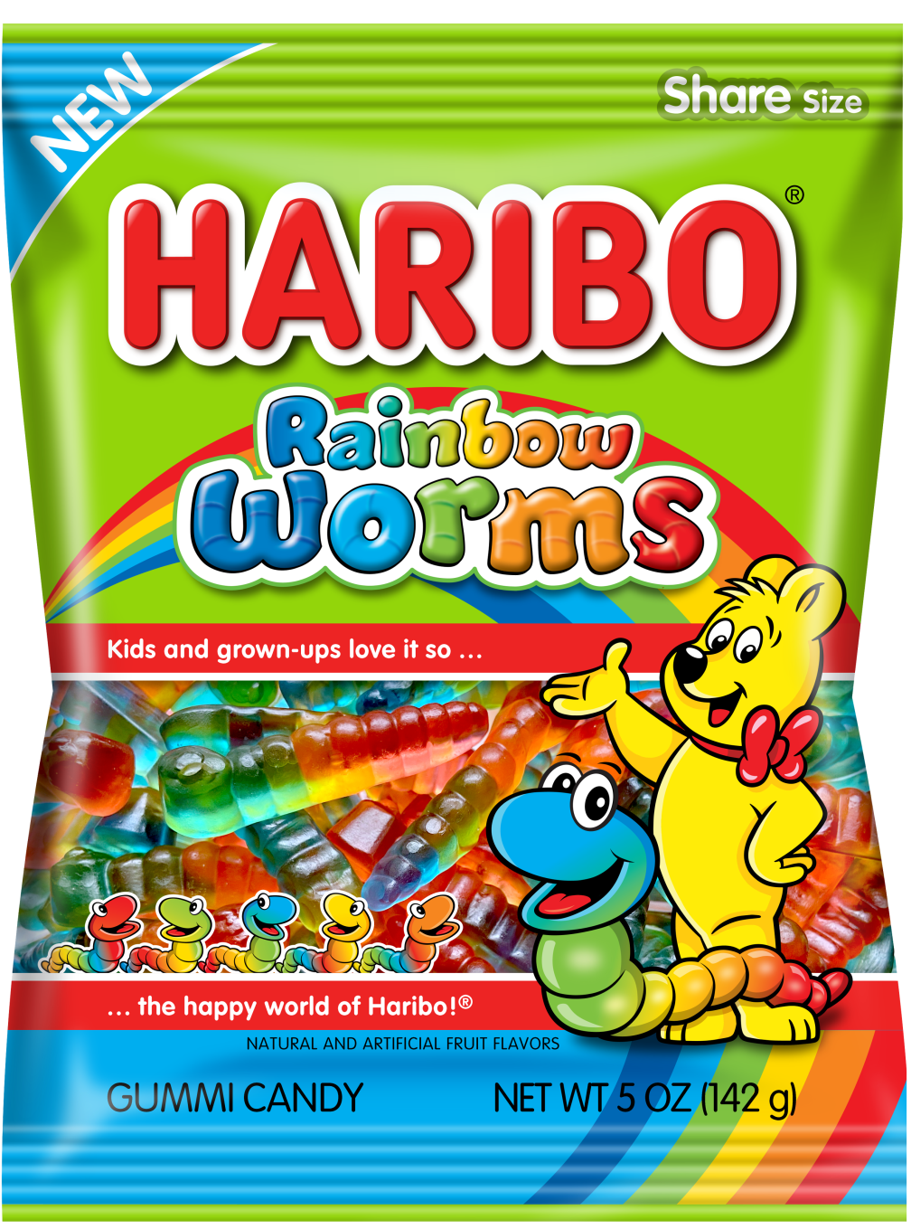 Haribo Rainbow Worms Candy Peg Bag 142 g