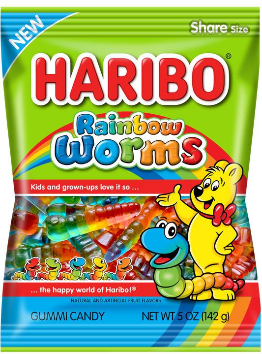 Haribo Rainbow Worms Candy Peg Bag 142 g