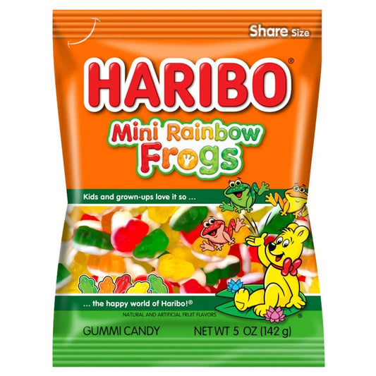 Haribo Mini Rainbow Frogs Gummi Candy Peg Bag 142 g