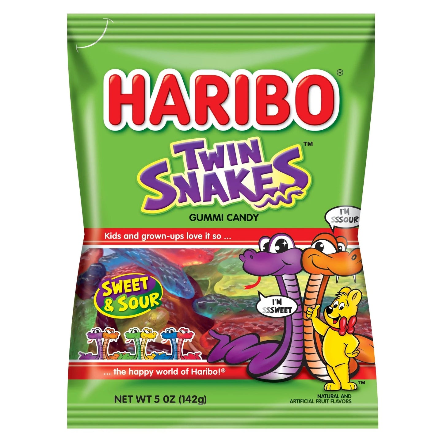 Haribo Twin Snakes Gummi Candy Peg Bag 142 g