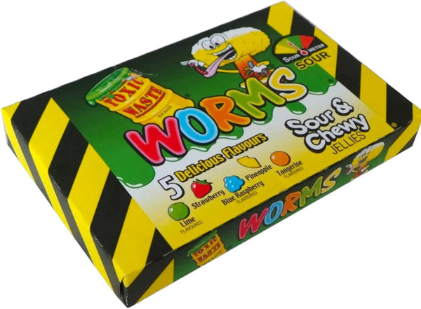 Toxic Waste Sour, Chewy Fizzy Worms Box